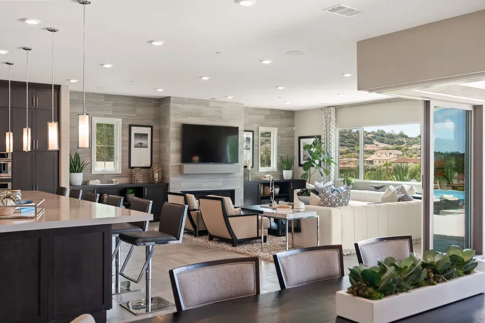 Kitchen and family room with views to the hills
