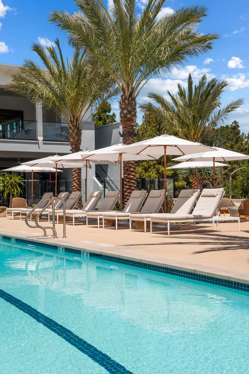 Pool lanes and umbrellas